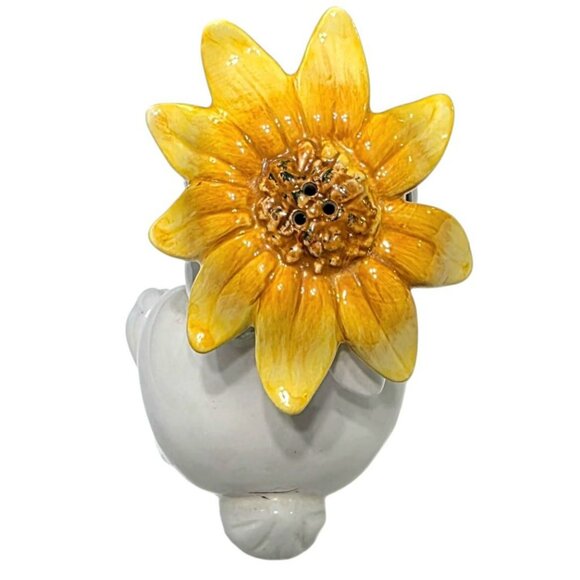 VTG Fitz & Floyd Bunny Blooms Salt Pepper Shakers Ceramic Rabbit Sunflower 4.25" - Picture 7 of 15